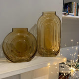 Round Amber Glass Vases