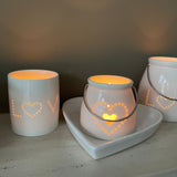 Small Ceramic Dotted Love Candle Pot