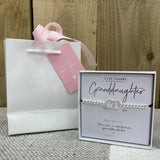 Granddaughter Life Charm Bracelet in it's gift box (included) with matching Life Charm Gift Bag (Sold separately for £2)