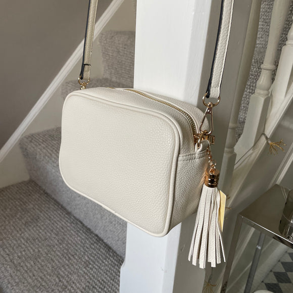 Beige cross body shop bag