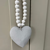 Hanging Grey wooden heart & beads