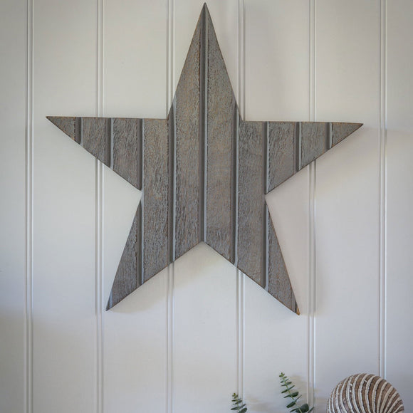 Retreat-home - Gifts from the heart made with love; Ribbed Style Grey Wall Star 18SS93