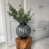 Wikholm - Smoked Grey Ribbed Round Vase - Small & Large