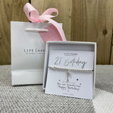 21st Birthday Silver Bracelet in Life Charms Gift Box with matching Life Charms Gift Bag (sold separately for £2)
