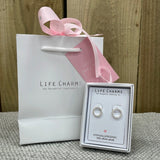  Life Charms the Thoughtful Jewellery Co. Silver plated stud hypoallergenic Earrings collection; Karma Circle design in gift box (included) with matching Life charm gift bag (sold separately)