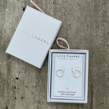  Life Charms the Thoughtful Jewellery Co. Silver plated stud hypoallergenic Earrings collection; Karma Circle design in gift box (included)