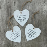 Ceramic Hanging Heart - 'I love you to the moon and back’