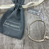 Eliza Gracious quality affordable design led branded costume jewellery  Stretch ball bead bracelet with bar & jewel charm EB0329 available in Pale Gold, Matt Silver & Silver 