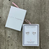 Life Charms the Thoughtful Jewellery Co. Silver plated stud hypoallergenic Earrings collection; Silver Infinity Heart Design in gift box (included)