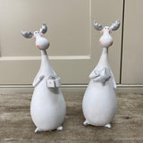 Wikholmform - Unique design & products from Scandinavia  Tall White Fun Reindeers holding a Gift or Star H19cm 54755