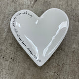 Ceramic Heart shaped Trinket Dish 8cm with loving quote: 'Love you now, love you still, always have, always will' Send with love heart dish gift boxed