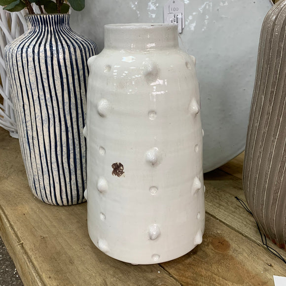 Rustic White Bobble Vase - 36cm