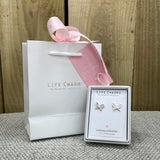 Life Charms Butterfly Silver Stud Earrings in their gift box with matching gift bag (sold separately for £2)