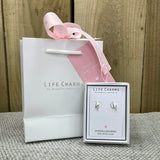Life Charms the Thoughtful Jewellery Co. Silver plated stud hypoallergenic Earrings collection; Silver Thunderbolt design with matching life charm gift bag (sold separately)
