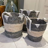 Grey and White Baskets with Handles - 2 Sizes