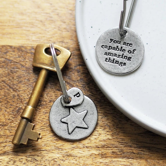 Kutuu metal keyring - you are capable of amazing things - star detail