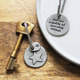 Kutuu metal keyring - you are capable of amazing things - star detail
