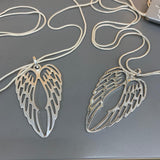Eliza Gracious - Twin Angel Wing Necklace | Silver & Matte Silver EN0779
