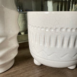 White Patterned Ceramic Raised Planter H14.5cm