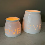 Ceramic Dotted Love T-Light Holder - 10cm
