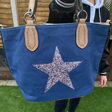 Navy Glitter Star Bag