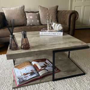 Jersey Concrete Effect MDF & Black Iron Coffee Table *CLICK & COLLECT ONLY*
