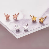 Sweet star stud earrings presented in a message bottle on a card that reads "make a wish"  Sterling silver