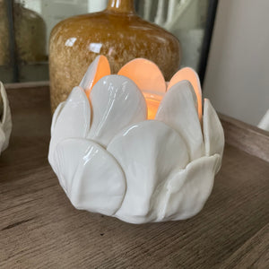 Wikholmform - Unique design & products from Scandinavia  Nerea White Flower Candle Holders - 2 styles petals & shells 05539 13x10cm approx