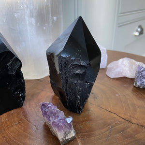 Crystal Black Obsidian Energy Point H10-11cm 