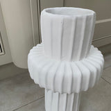 White Matte Ribbed Vase