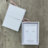 Life Charms the Thoughtful Jewellery Co. Silver plated stud hypoallergenic Earrings collection; Moonstar Flower Silver Stud Design in their gift box (included)