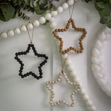 Retreat - Christmas Beaded Hanging Open Stars - Small 8.5cm & Large 13cm Available in 3 colours - Black, White & Neutral