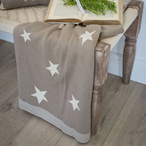 Retreat-home Taupe/Ivory Scattered Star Throw 150x125cm