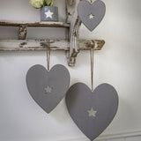Retreat - Grey Hanging Heart with Star | 2 sizes