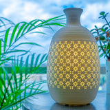 Light Glow Ceramic Oriental Lamp - Long Jar Vase