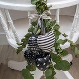 Black & White Hanging Patterned Hearts 23AW34